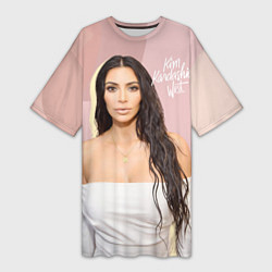 Футболка женская длинная Ким Кардашьян, цвет: 3D-принт