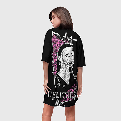 Женская длинная футболка DEMON HELLTREST / 3D-принт – фото 4