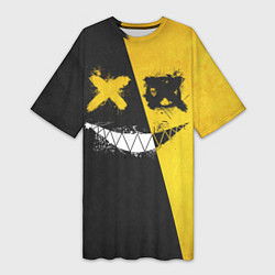 Женская длинная футболка Yellow and Black Emoji