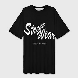 Футболка женская длинная Уличная одежда, цвет: 3D-принт