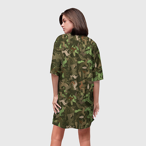 Женская длинная футболка Лоси в дубовом лесу / 3D-принт – фото 4