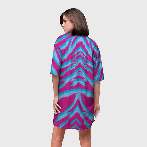 Женская длинная футболка Неоновая шкура тигра / 3D-принт – фото 4