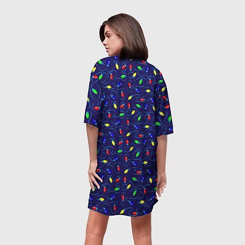 Женская длинная футболка Разноцветные Лампочки / 3D-принт – фото 4