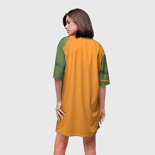 Женская длинная футболка Т Рекс с тыквой в пасте / 3D-принт – фото 4
