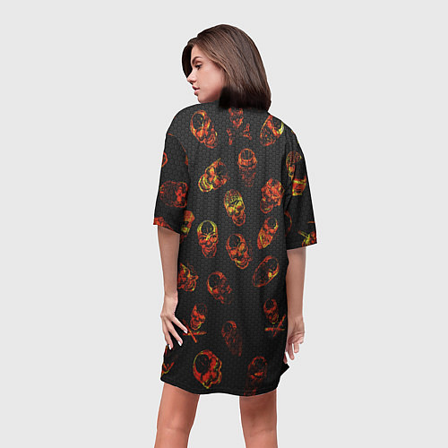 Женская длинная футболка Огненные черепа Carbon / 3D-принт – фото 4