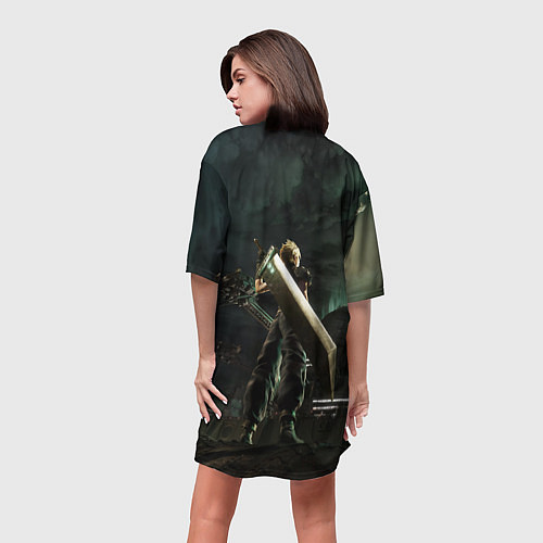 Женская длинная футболка Клауд Страйф FF7 / 3D-принт – фото 4