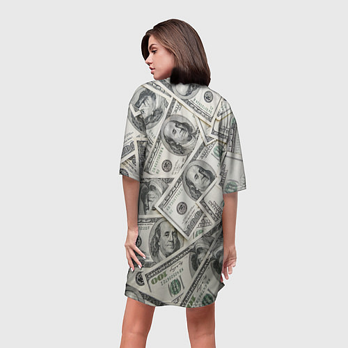 Женская длинная футболка Dollars money / 3D-принт – фото 4