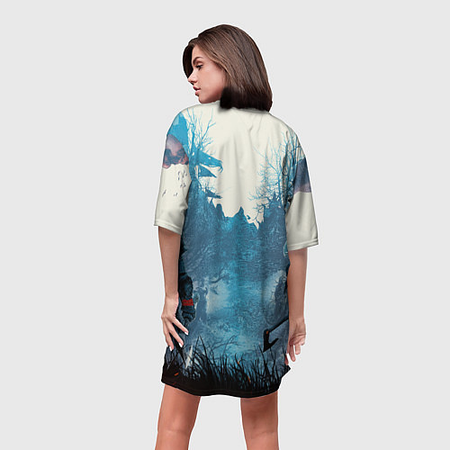 Женская длинная футболка ASSASSINS CREED VALHALLA ВАЛЬГАЛЛА ЭЙВОР / 3D-принт – фото 4
