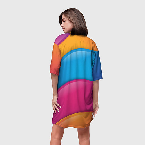 Женская длинная футболка Игра в кальмара - красочный фон / 3D-принт – фото 4