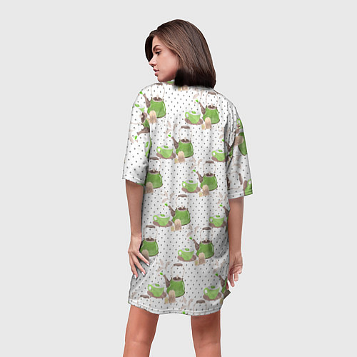 Женская длинная футболка Зеленый чай / 3D-принт – фото 4
