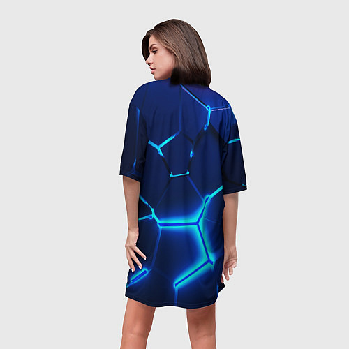 Женская длинная футболка BMW LOGO 3Д ПЛИТЫ ГЕОМЕТРИЯ / 3D-принт – фото 4