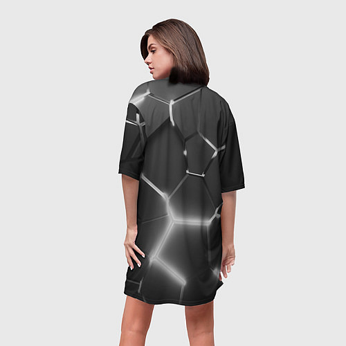 Женская длинная футболка AUDI GREY 3D ПЛИТЫ / 3D-принт – фото 4