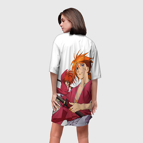 Женская длинная футболка Бродяга Кенсин - Химура / 3D-принт – фото 4
