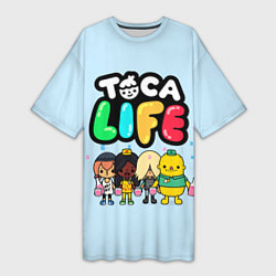 Футболка женская длинная Toca Life: Logo, цвет: 3D-принт