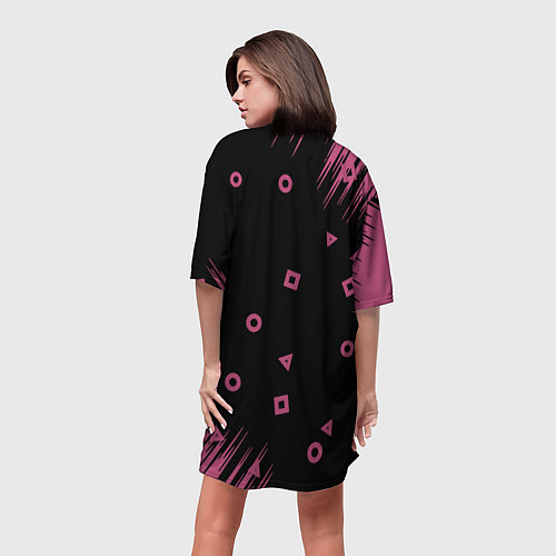 Женская длинная футболка Игра в кальмара КАЛЬМАР, / 3D-принт – фото 4