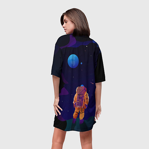 Женская длинная футболка Космонавт на Дистанции / 3D-принт – фото 4