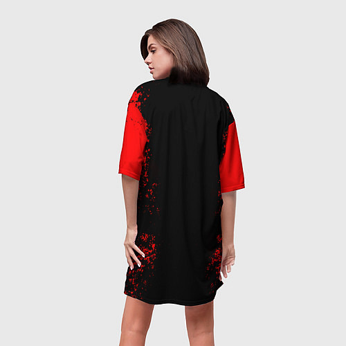 Женская длинная футболка NISSAN RED / 3D-принт – фото 4