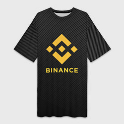 Женская длинная футболка БИНАНС ЛОГО CARBON BINANCE LOGO