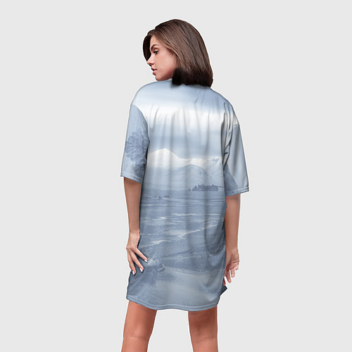 Женская длинная футболка Герб Оротукан / 3D-принт – фото 4