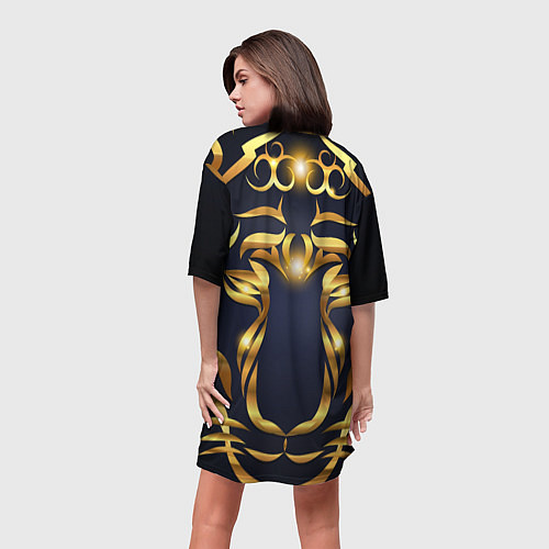 Женская длинная футболка Золотой символ года Тигр / 3D-принт – фото 4