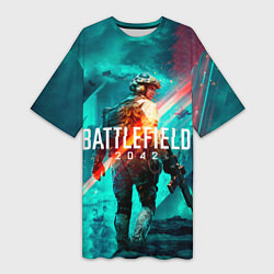 Женская длинная футболка Battlefield 2042 игровой арт