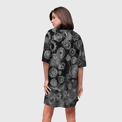Женская длинная футболка Механизм и дым, стимпанк / 3D-принт – фото 4