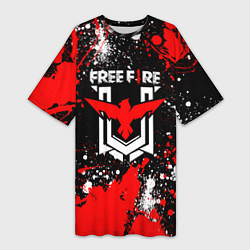 Женская длинная футболка Free Fire: Брызги и капли красок