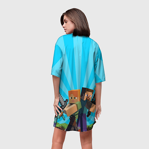 Женская длинная футболка МАЙНКРАФТ ГЕРОИ ИГРЫ MINECRAFT / 3D-принт – фото 4