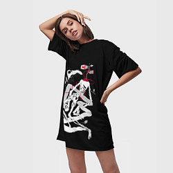 Футболка женская длинная СИРЕНОГОЛОВЫЙ И ЛОШАДЬ SIREN HEAD & HORSE, цвет: 3D-принт — фото 2