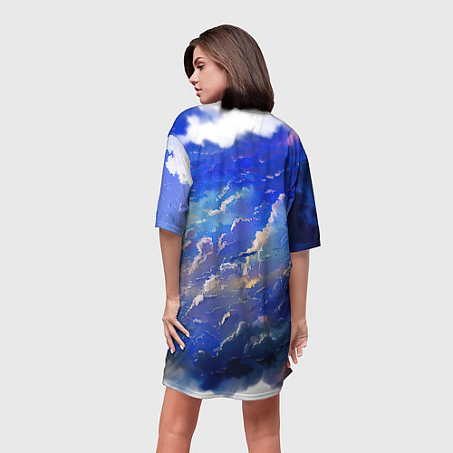 Женская длинная футболка Высокие облака / 3D-принт – фото 4
