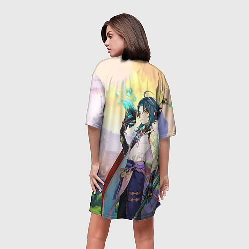 Женская длинная футболка Xiao, Genshin Impact / 3D-принт – фото 4
