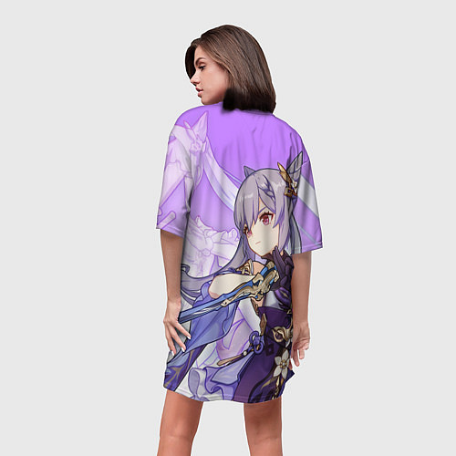 Женская длинная футболка Геншин импакт: Кэ Цин / 3D-принт – фото 4