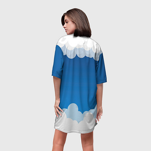 Женская длинная футболка Полёт в облаках / 3D-принт – фото 4