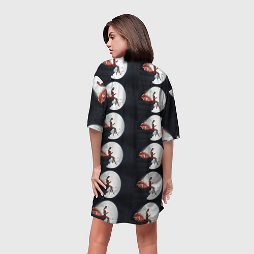 Женская длинная футболка Лунная девушка / 3D-принт – фото 4