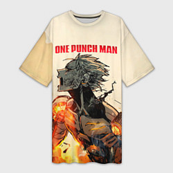 Женская длинная футболка Разрушение Геноса One Punch-Man