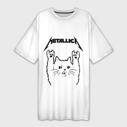 Футболка женская длинная Metallica Meowtallica, цвет: 3D-принт