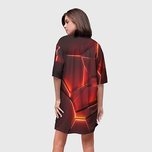 Женская длинная футболка ПЛИТЫ НА НЕОНЕ / 3D-принт – фото 4