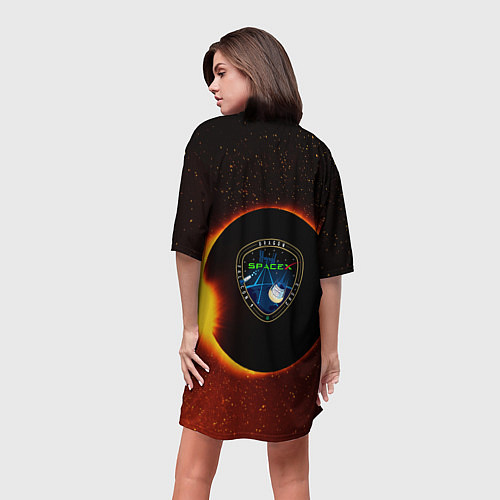 Женская длинная футболка SPACE X сингулярность / 3D-принт – фото 4