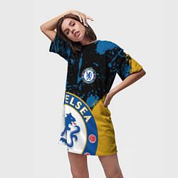 Футболка женская длинная ЧЕЛСИ CHELSEA GOLDEN LOGO, цвет: 3D-принт — фото 2