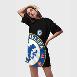 Футболка женская длинная ЧЕЛСИ CHELSEA BIG LOGO, цвет: 3D-принт — фото 2