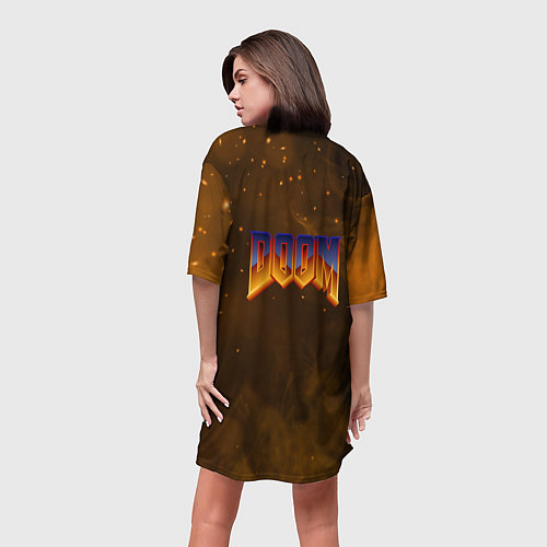 Женская длинная футболка BARON DOOM БАРОН МОНСТЕР спина / 3D-принт – фото 4