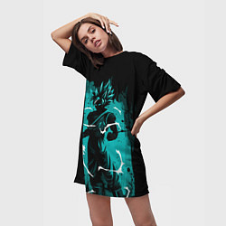 Футболка женская длинная Ultra Goku, Гоку, цвет: 3D-принт — фото 2