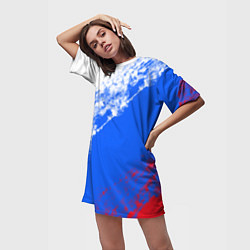 Футболка женская длинная Флаг РФ триколор, цвет: 3D-принт — фото 2