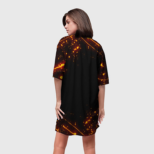 Женская длинная футболка ОГНЕННЫЙ КРИПЕР, МАЙНКРАФТ / 3D-принт – фото 4