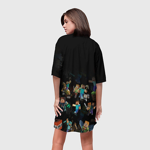 Женская длинная футболка МАЙНКРАФТ ПАТТЕРН ПЕРСОНАЖИ ИГРЫ / 3D-принт – фото 4