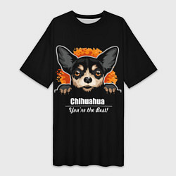 Футболка женская длинная Чихуахуа Chihuahua, цвет: 3D-принт