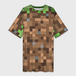 Футболка женская длинная ЗЕМЛЯ DIRT MINECRAFT, цвет: 3D-принт