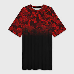 Футболка женская длинная BLACK RED CAMO RED MILLITARY, цвет: 3D-принт