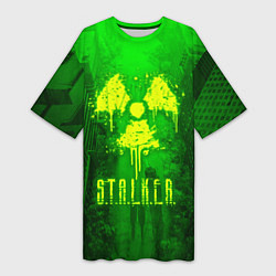 Женская длинная футболка STALKER LOGO RADIATOIN NEON TOXIC