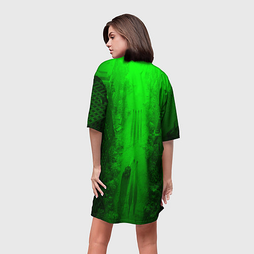 Женская длинная футболка STALKER LOGO RADIATOIN NEON TOXIC / 3D-принт – фото 4